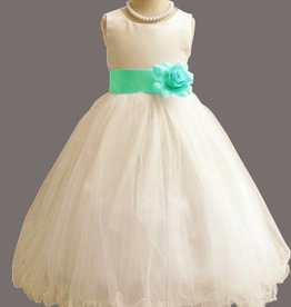 Meisjeskleding Feestjurk Betsy - wit / lichtblauw (turquoise)