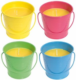 Citronellakaars in emmertje Ø8x7cm. 4 ass. kleur