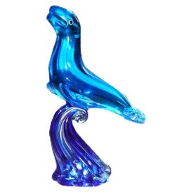 Zeehond glas Bleu op voet 12cm