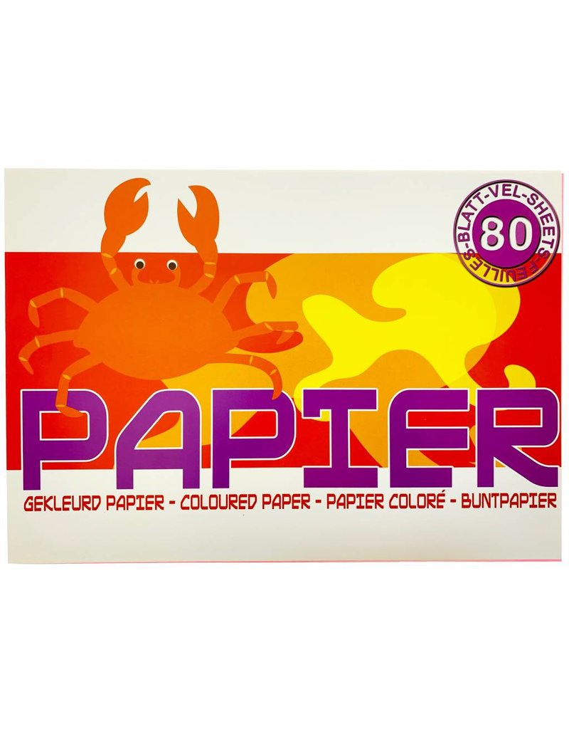 Gekleurd Papier Blok 80 vel 21x29,7cm. 80 gram