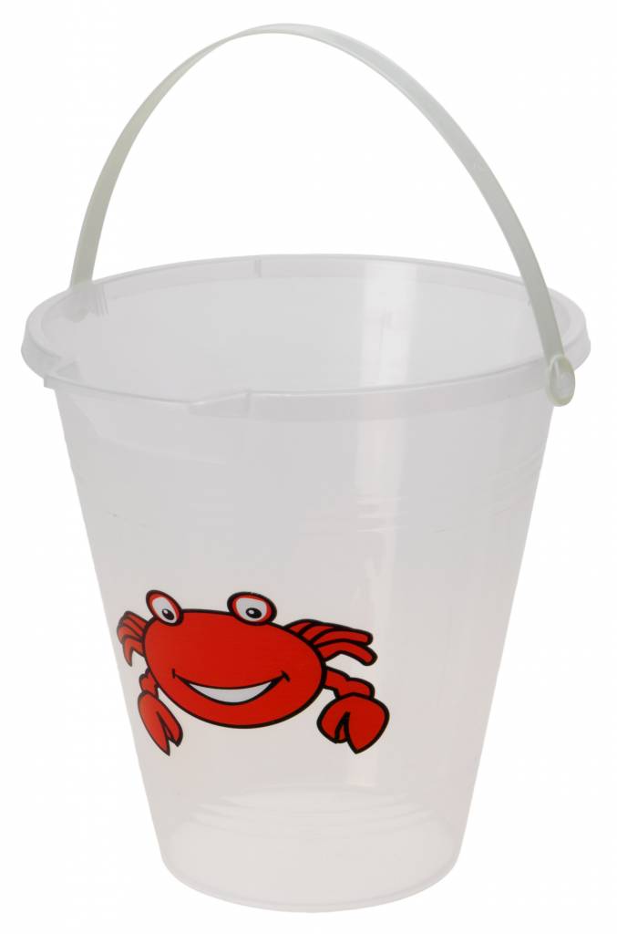Strandemmer Transparant met Krab print 23x23cm.