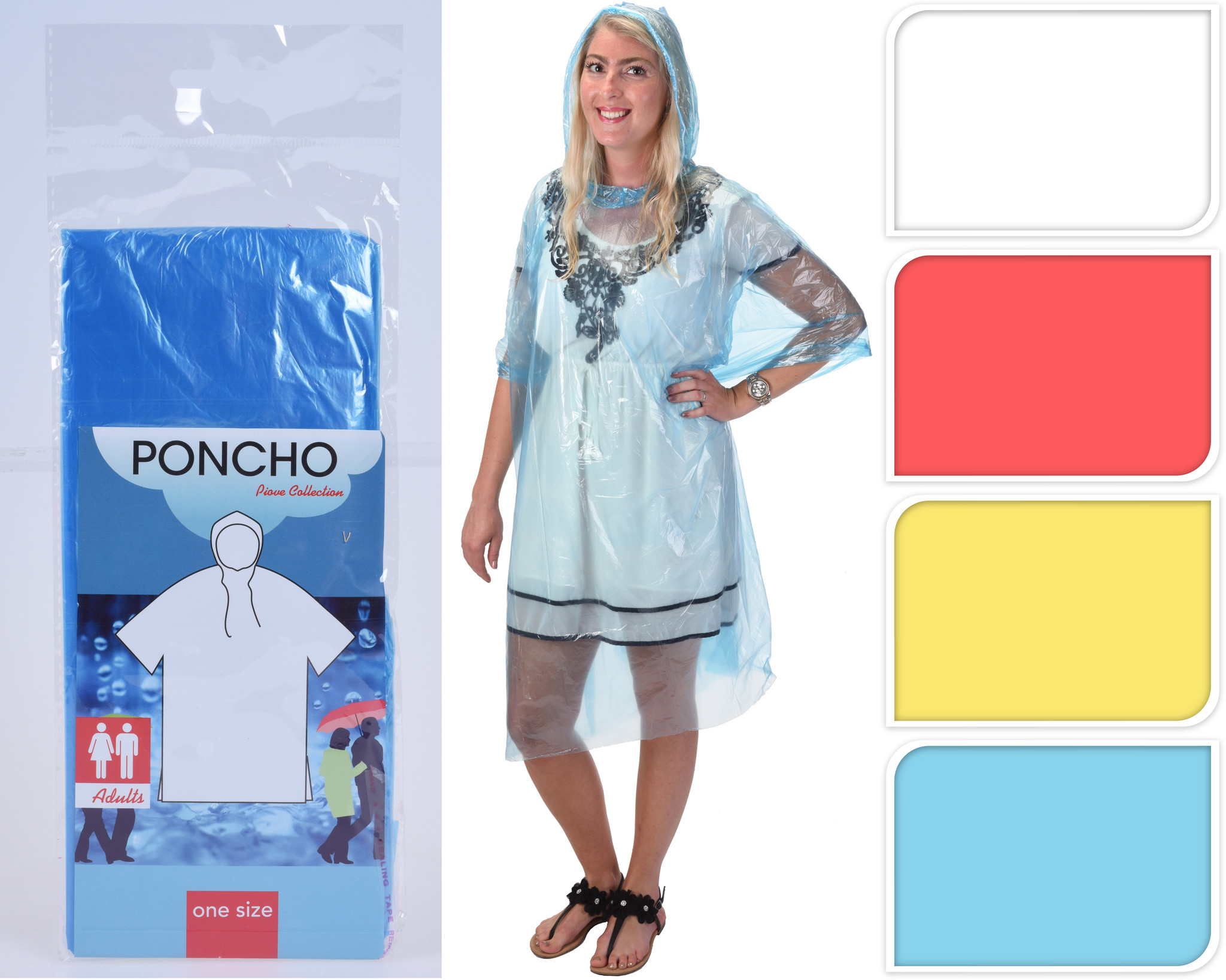 Poncho voor Volwassenen 4 assorti kleur