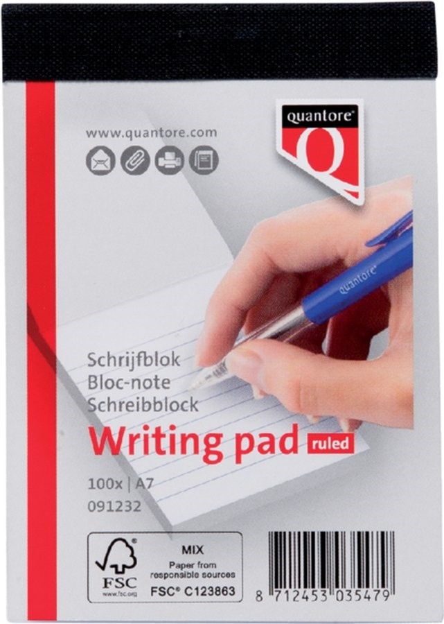 Quantore Schrijfblok A7 gelinieerd 100 vel