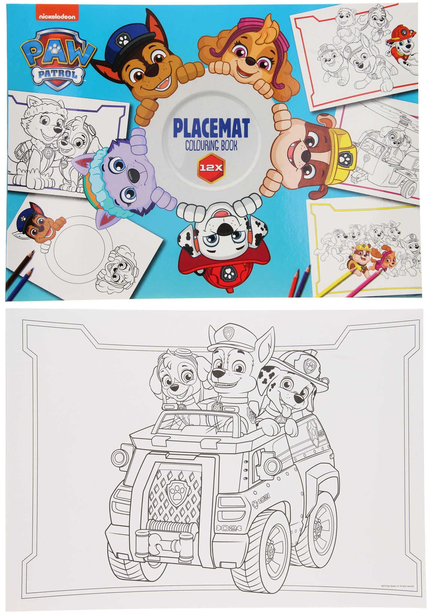 Paw Patrol Placemat 12 pag. om in te kleuren 42x30,5x1cm