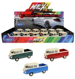 Diecast VW Bus 1963 DoubleCap Pick-up 1:34 assorti kleur