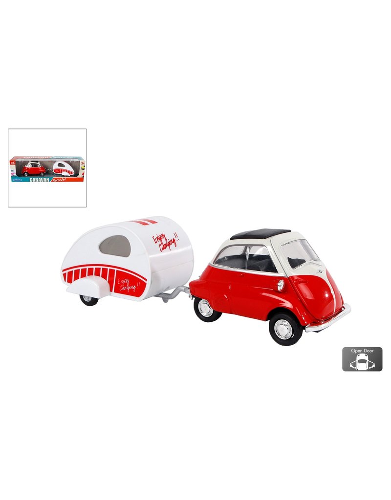 Welly BMW Isetta met caravan 18,5cm free wheel