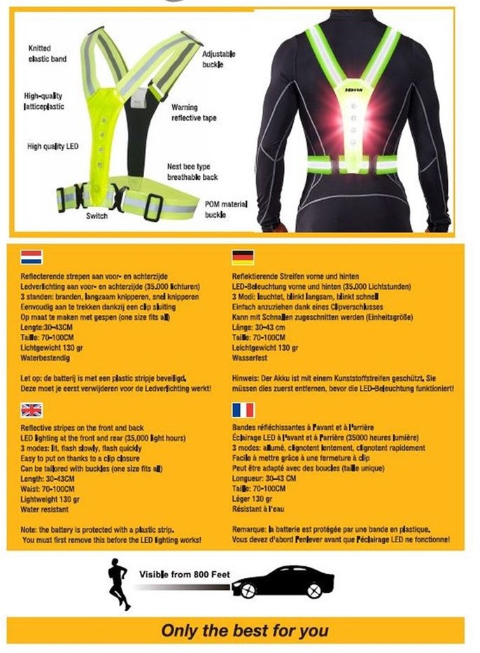LED Reflecterende Veiligheidsvest One Size, foto 3 van 3
