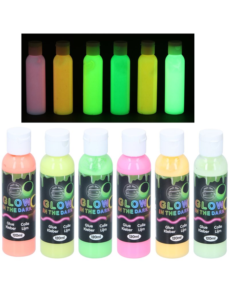 Glow in the Dark Lijm 120ml 6 assorti kleur