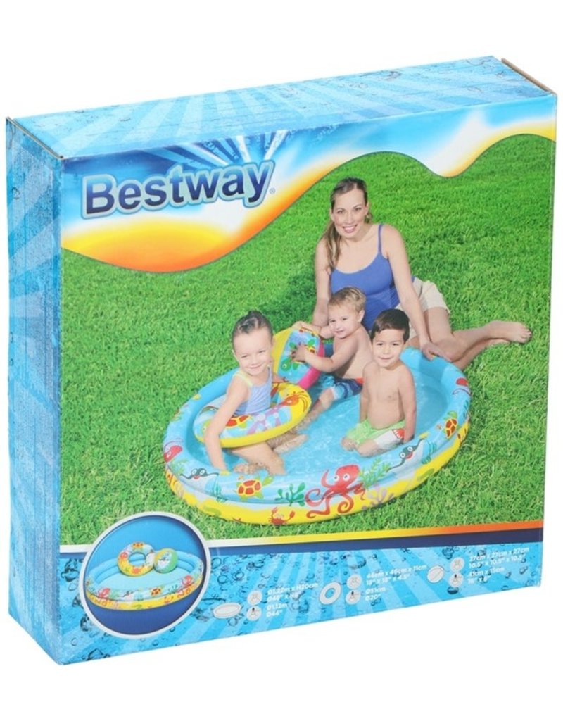 Bestway Kinderbad Play Pool Set Ø122x20cm + bal & zwemband