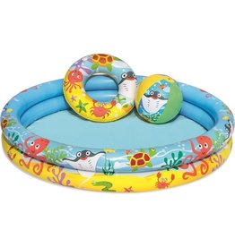 Bestway Kinderbad Play Pool Set Ø122x20cm + bal & zwemband