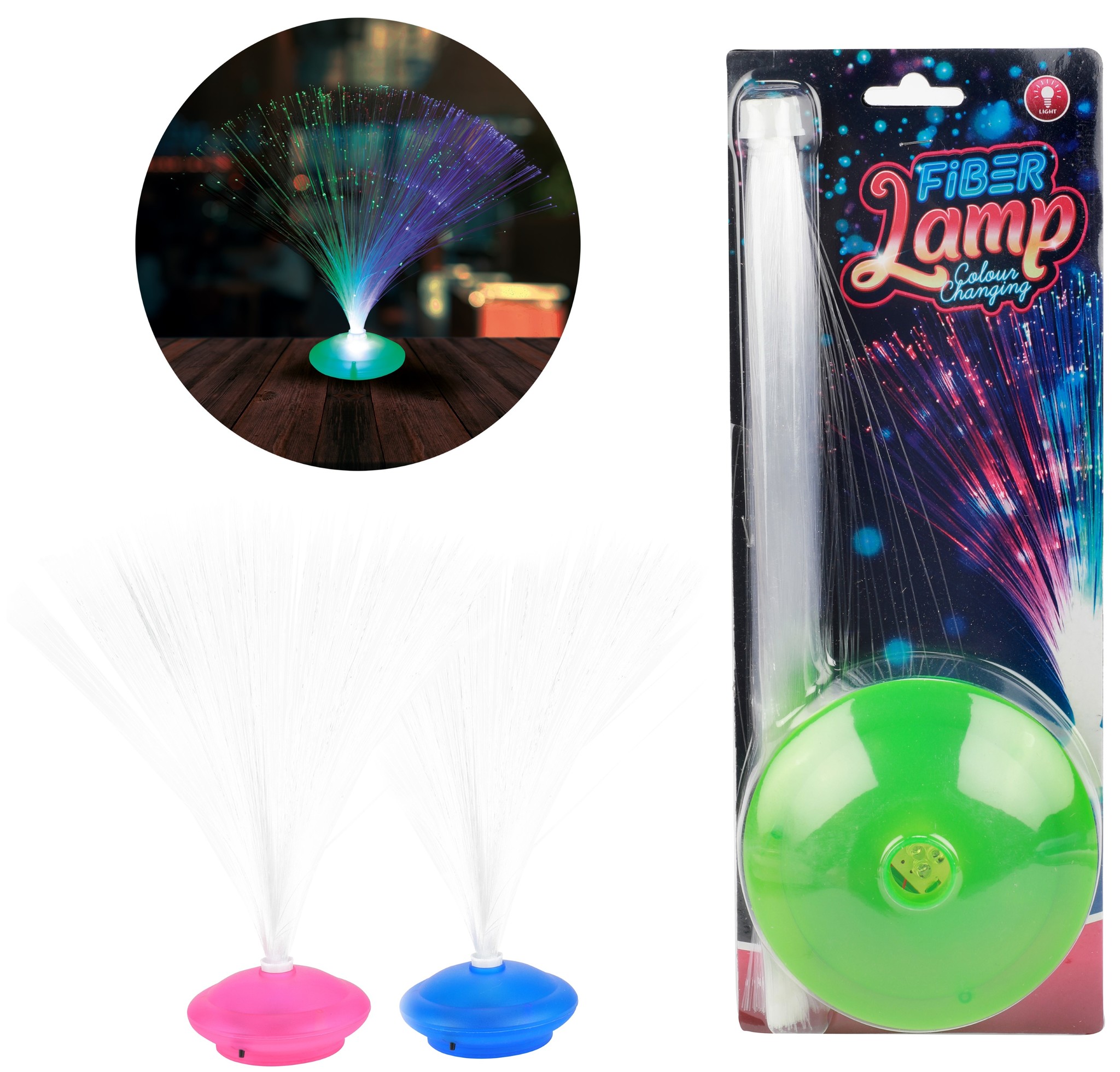 Feest Fiberlampje kleurveranderend 3 assorti