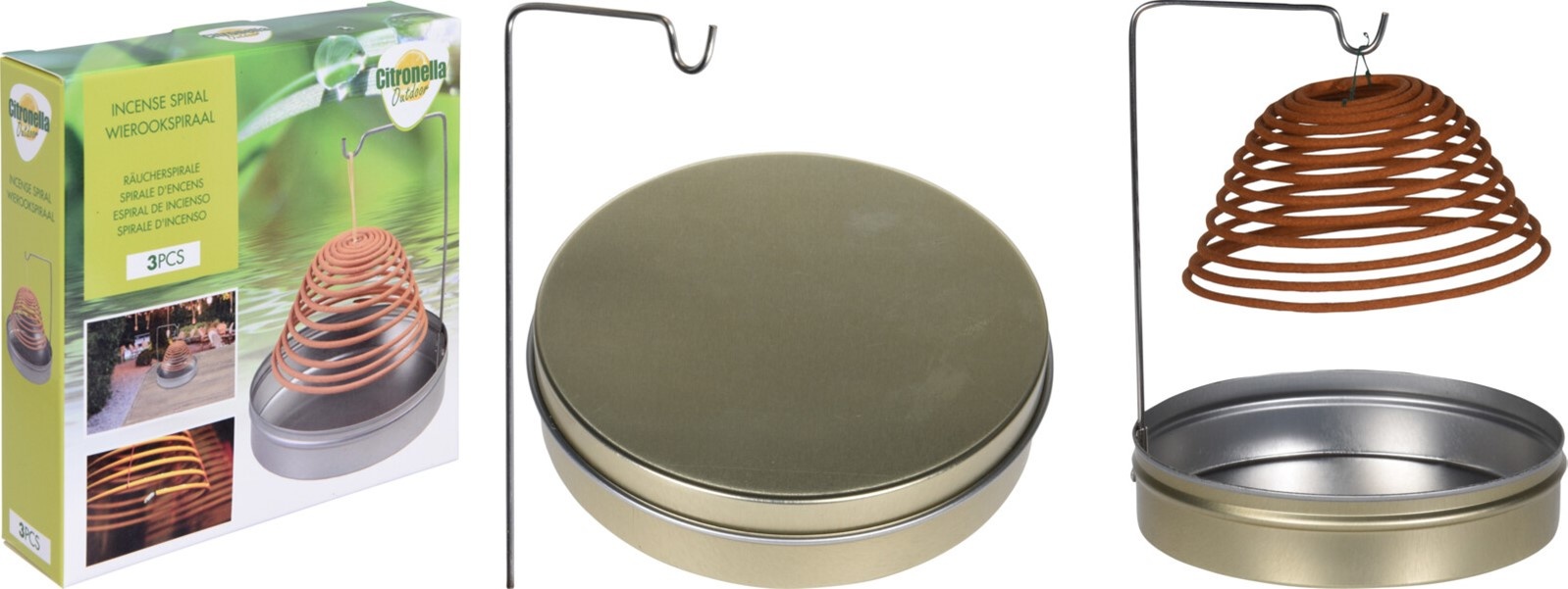 Wierook Spiraal Citronella set van 3 in blikje