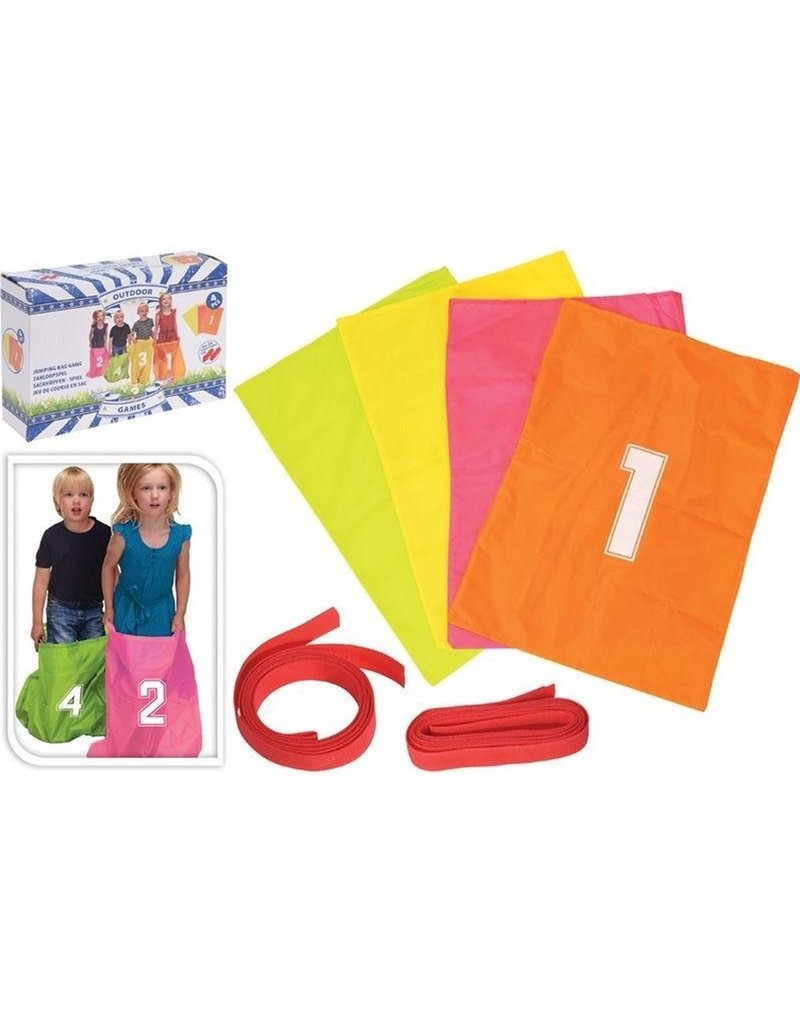 Zakloopspel 4 zakken 68x46cm. start & finishlijntjeZakloopspel set 6 delig