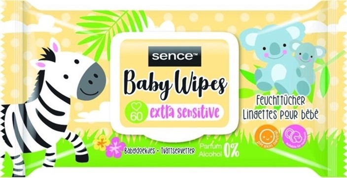 Sence Baby Wipes Sensitve 60 stuks, foto 2 van 2