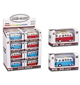 DieCast Bus 8cm. 2 assorti kleur met pull back