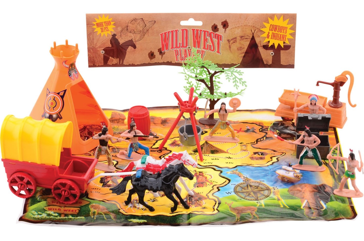 Wild West Speelset 20 delig met cowboys en indianen