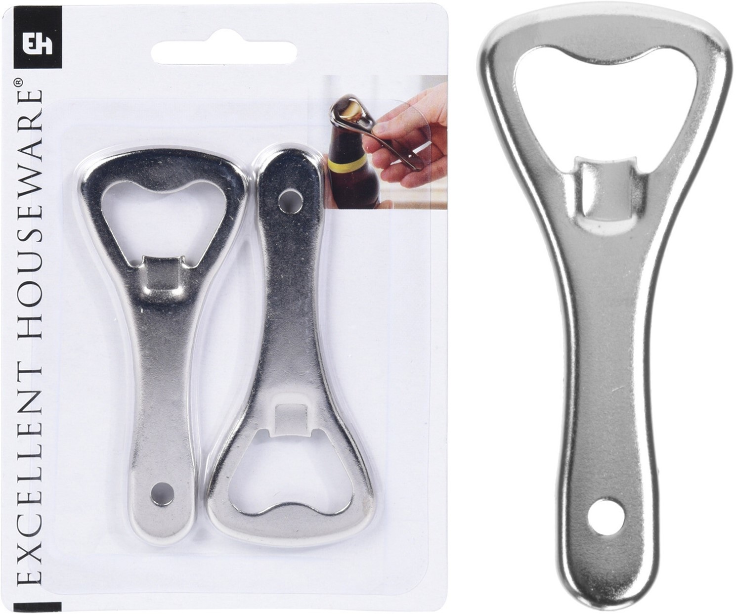 Flesopener Metaal 9cm. 2 stuks