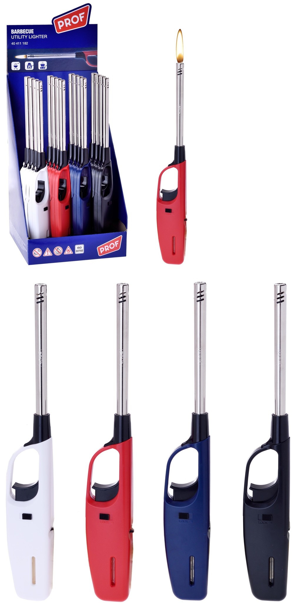 Prof BBQ Gasaansteker navulbaar 4 assorti kleur