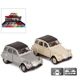 DieCast Citroen 2CV +zonnedak 11,5cm 2 ass model 2 ass kleur