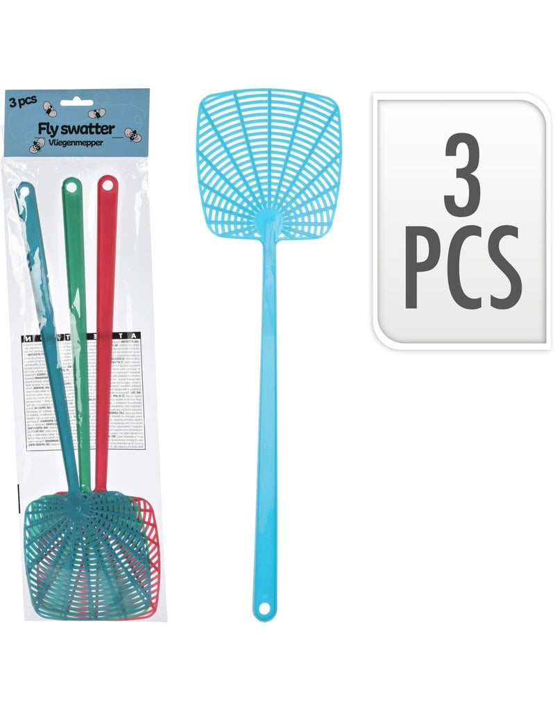 Vliegenmepper 52cm set a 3 stuks 3 assorti kleur