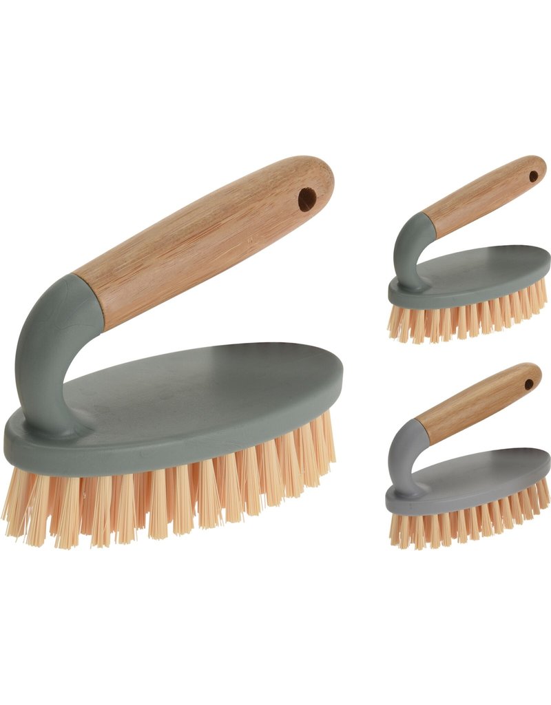 Borstel met Handvat 14,5cm. PP en Bamboe assorti kleur