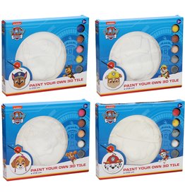 Paw Patrol Verf je Eigen 3D Tegel Ø17,5cm 4 assorti design