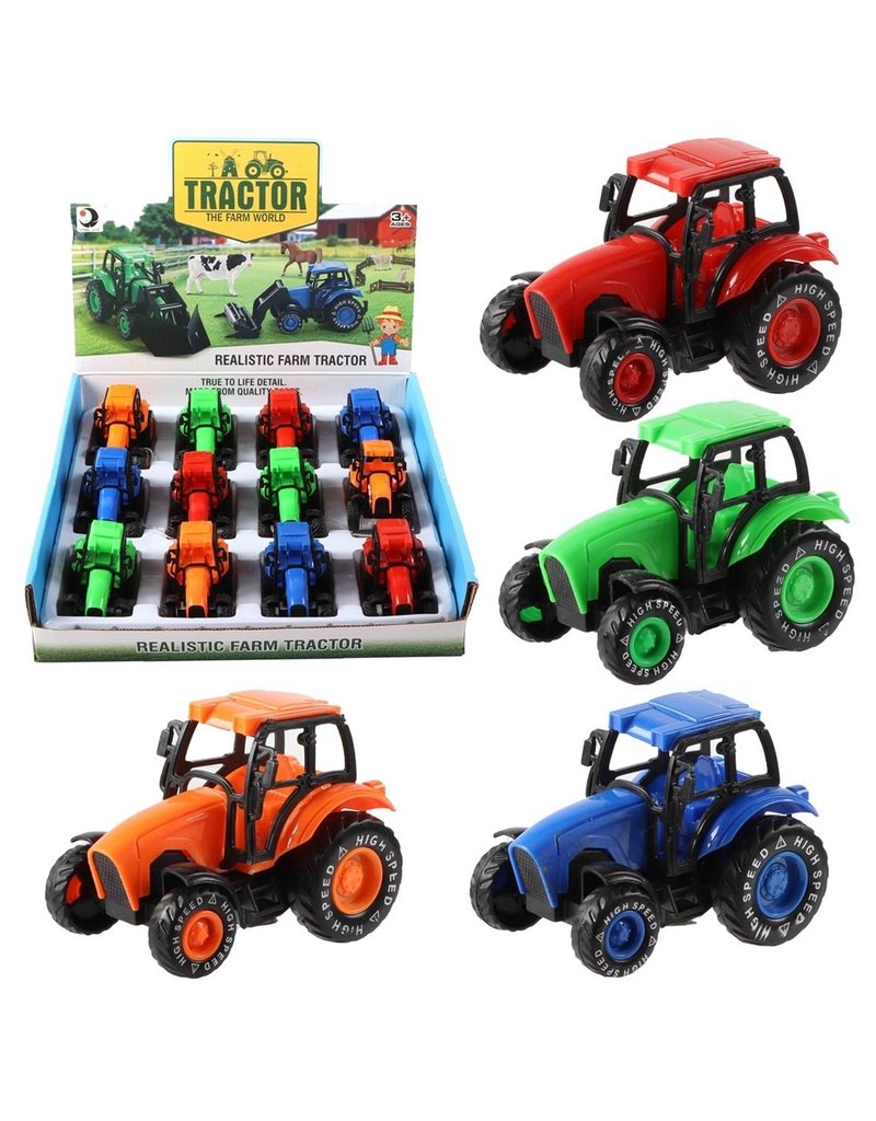 Tractor 8cm. frictie 4 assorti kleur