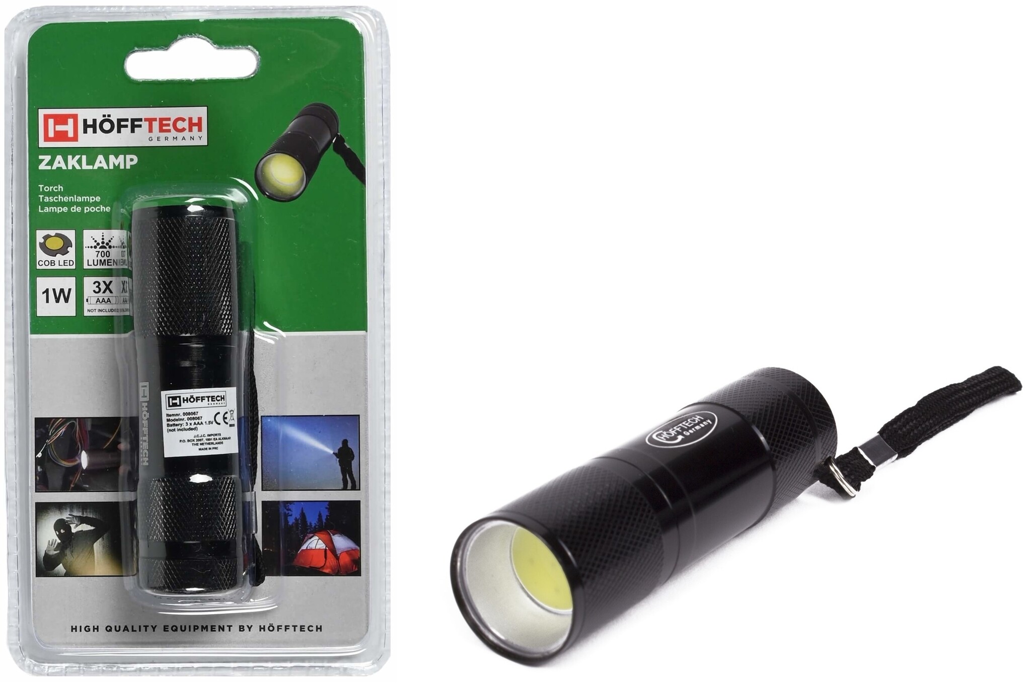 Zaklamp 8,5x2,5cm. 1W Cob Led 70 Lumen