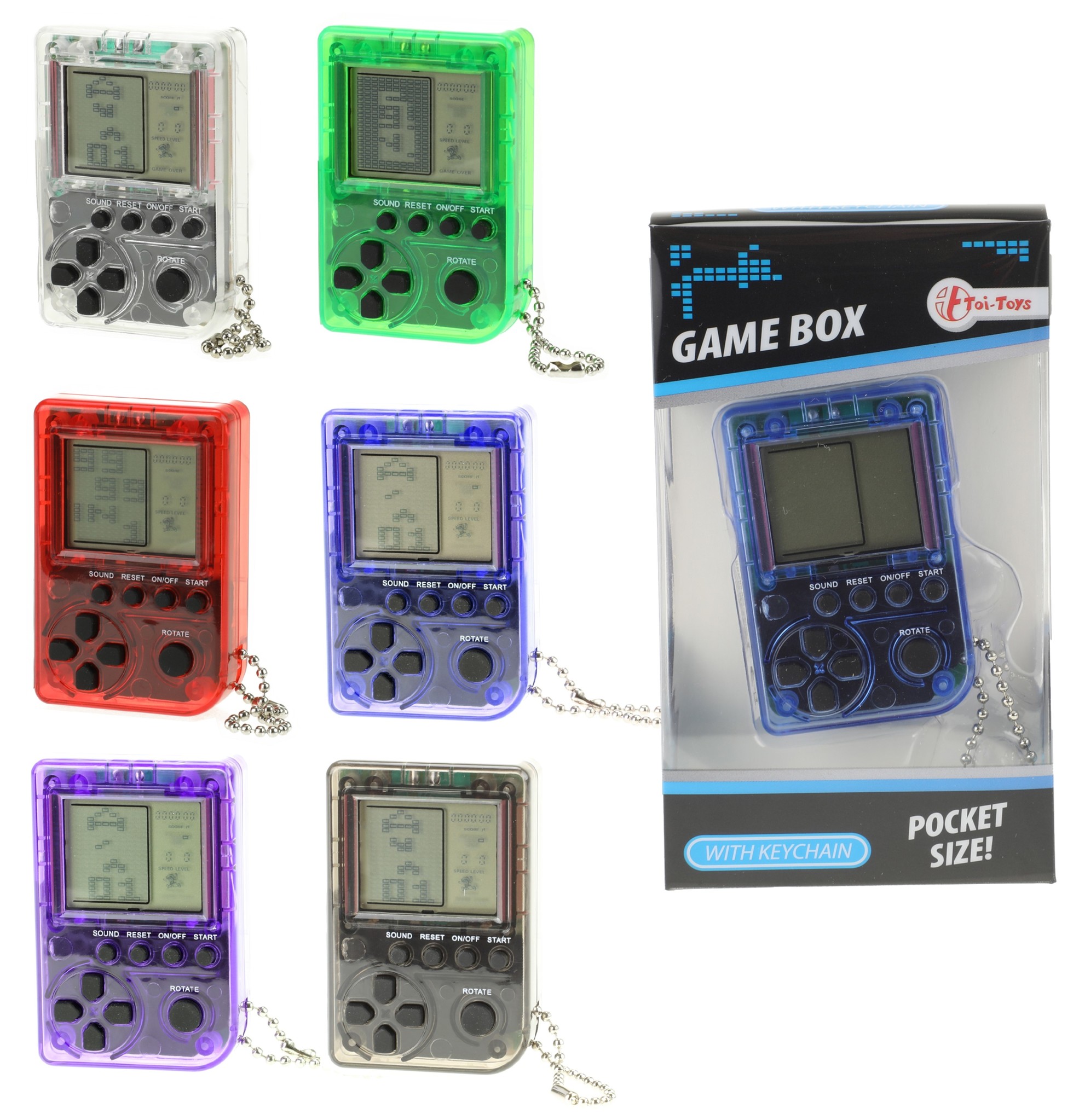 Sleutelhanger Mini Gamebox 11x6,5x2,5cm. 6 assorti