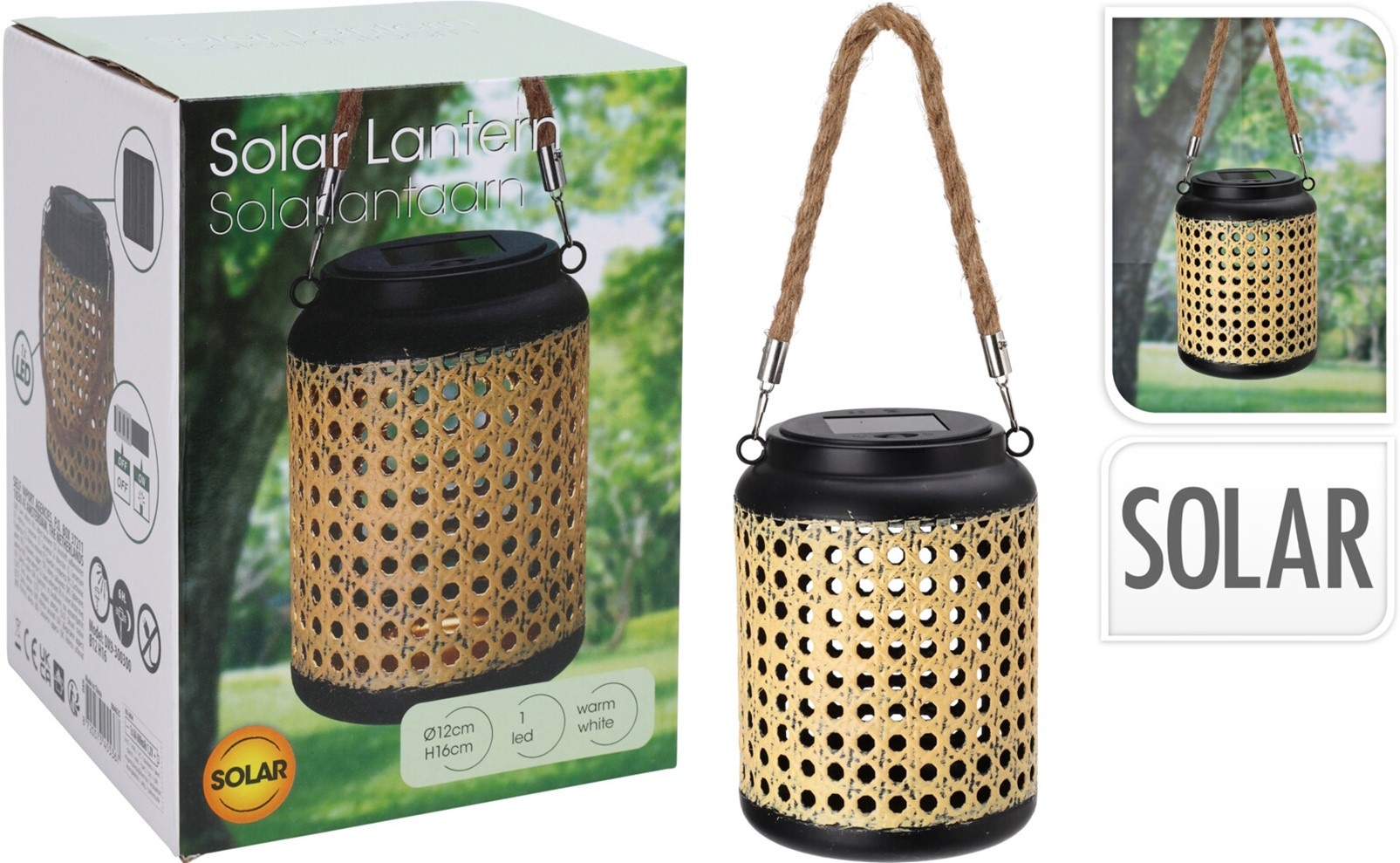 Solarlamp met Handvat 16x12cm.