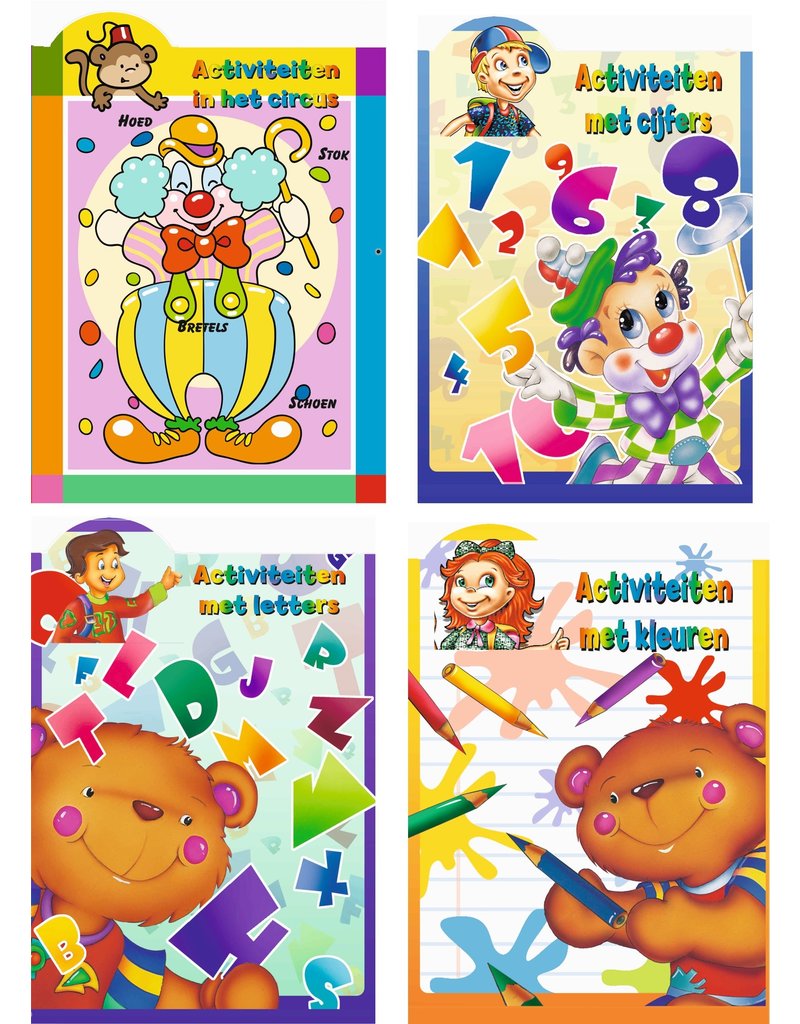 Activiteitenboek met stickers A4 32 pagina's 4 assorti