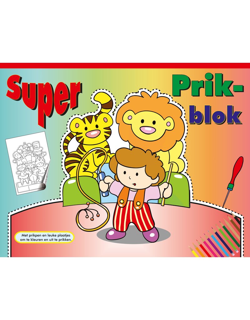 Super Prikblok A4 met 9 pagina’s, prikpen en prikblok 2 ass.