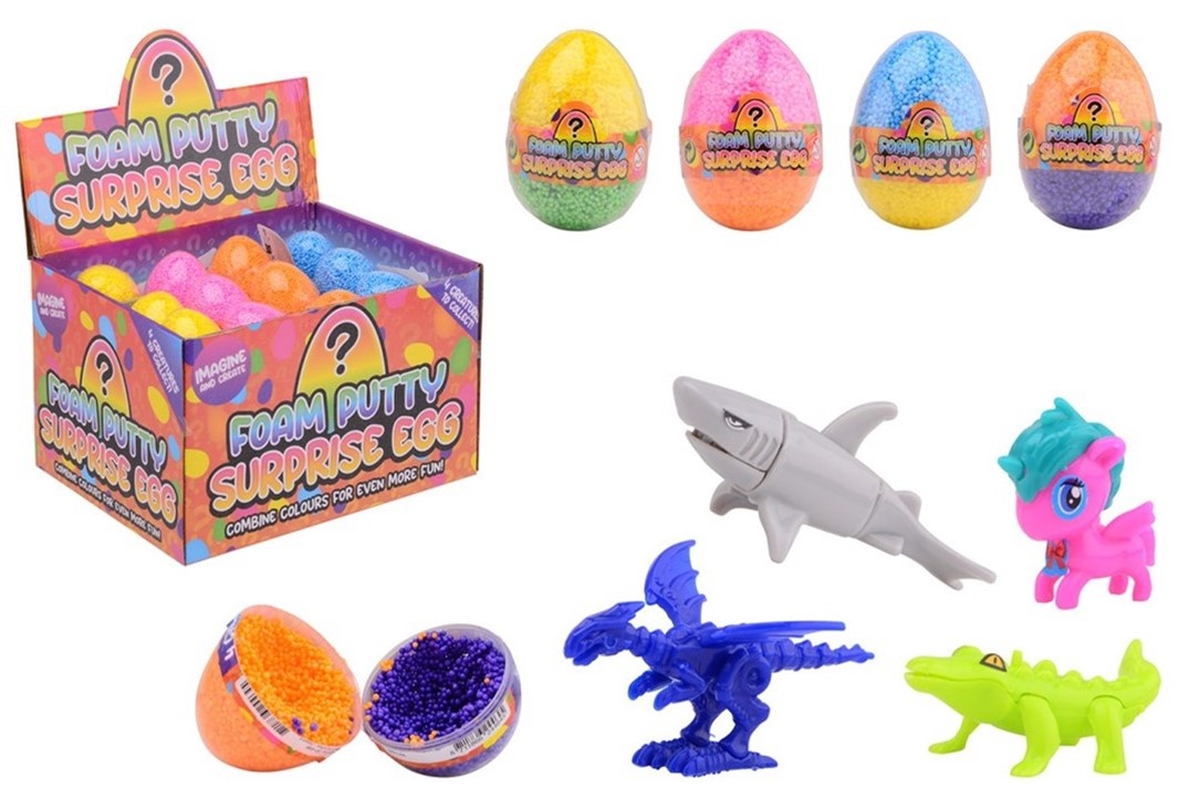Foam Putty met verrassing in ei 6x6x9cm assorti