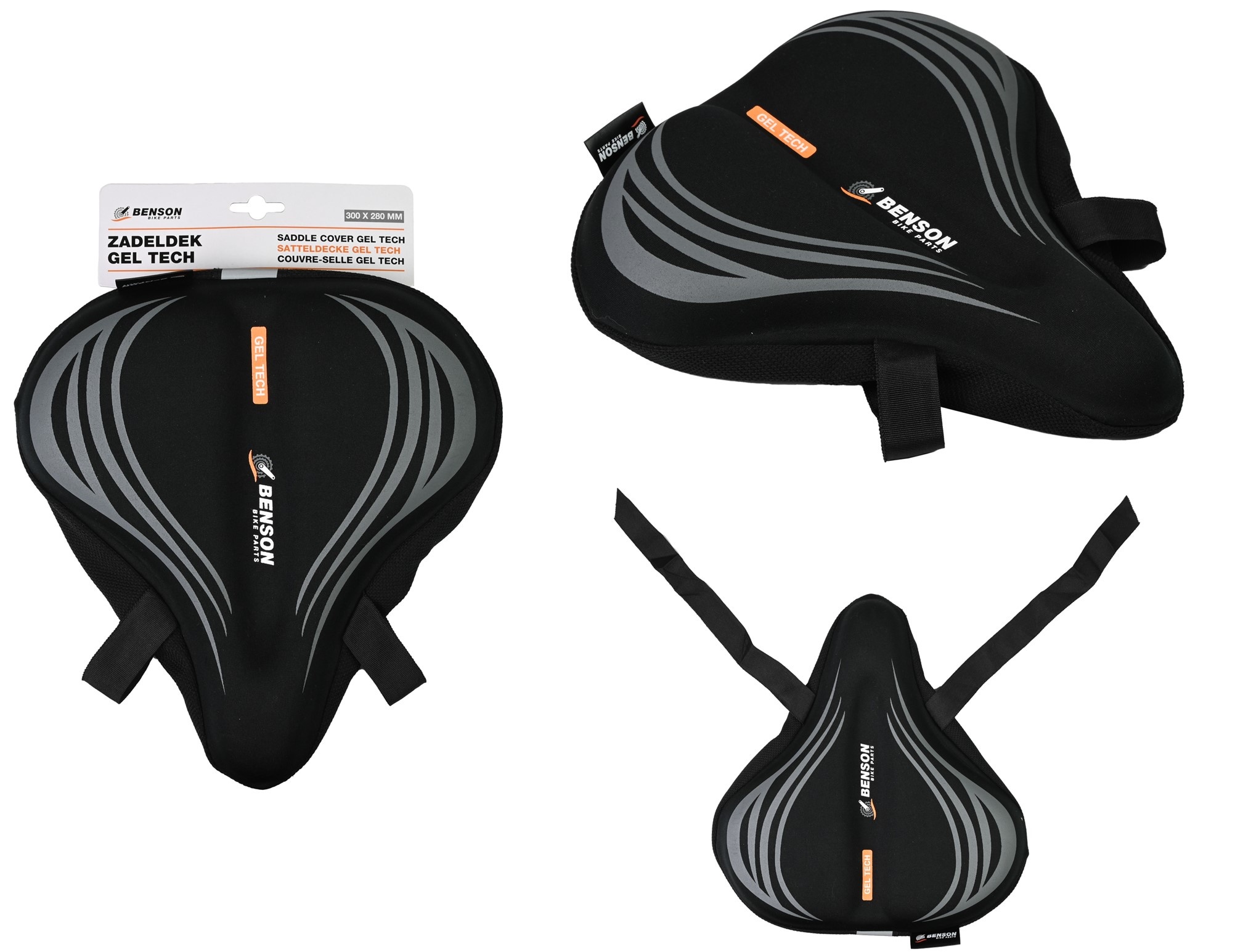 Zadeldek Polyester met Gel Tech + Reflectie en extra strap