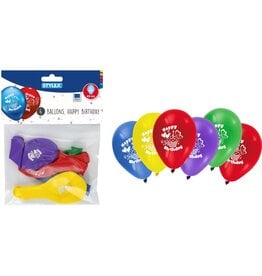 Ballonnen Happy Birthday 65cm. 6 stuks assorti kleur