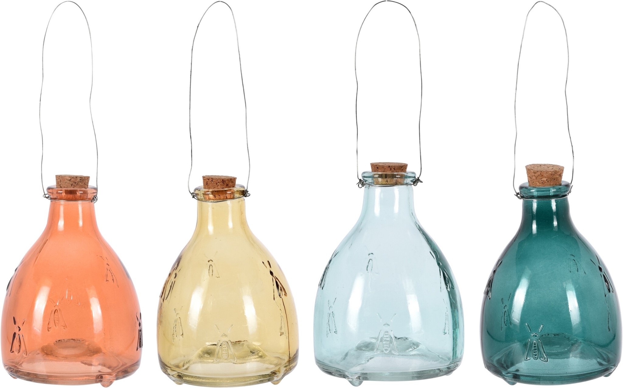 Wespenvanger Glas 13x9cm. 4 assorti kleur
