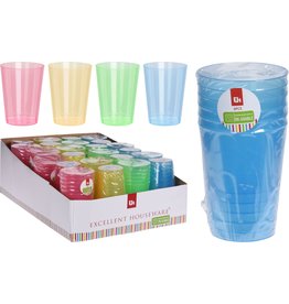 Waterglas 280ml PP set van 6 stuks 4 assorti kleur