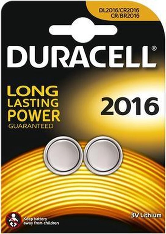 Duracell Lithium Knoopcel CR2016 3V blister 2 stuks