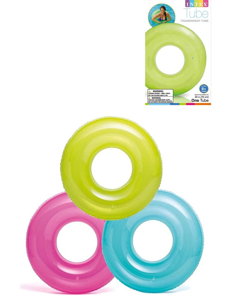 Intex Zwemring Transparant 76cm. 3 assorti kleur 8 jaar+