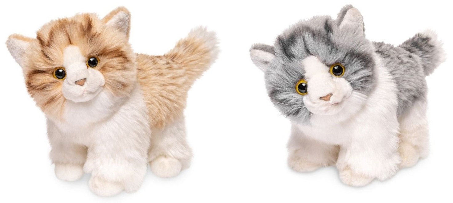 Pluche Kat 18cm. 2 assorti kleur