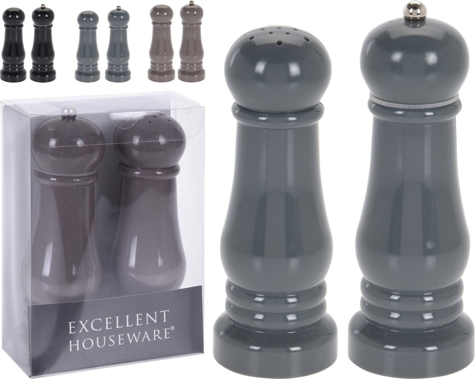 Peper & Zout Stel 17cm. 3 assorti kleur