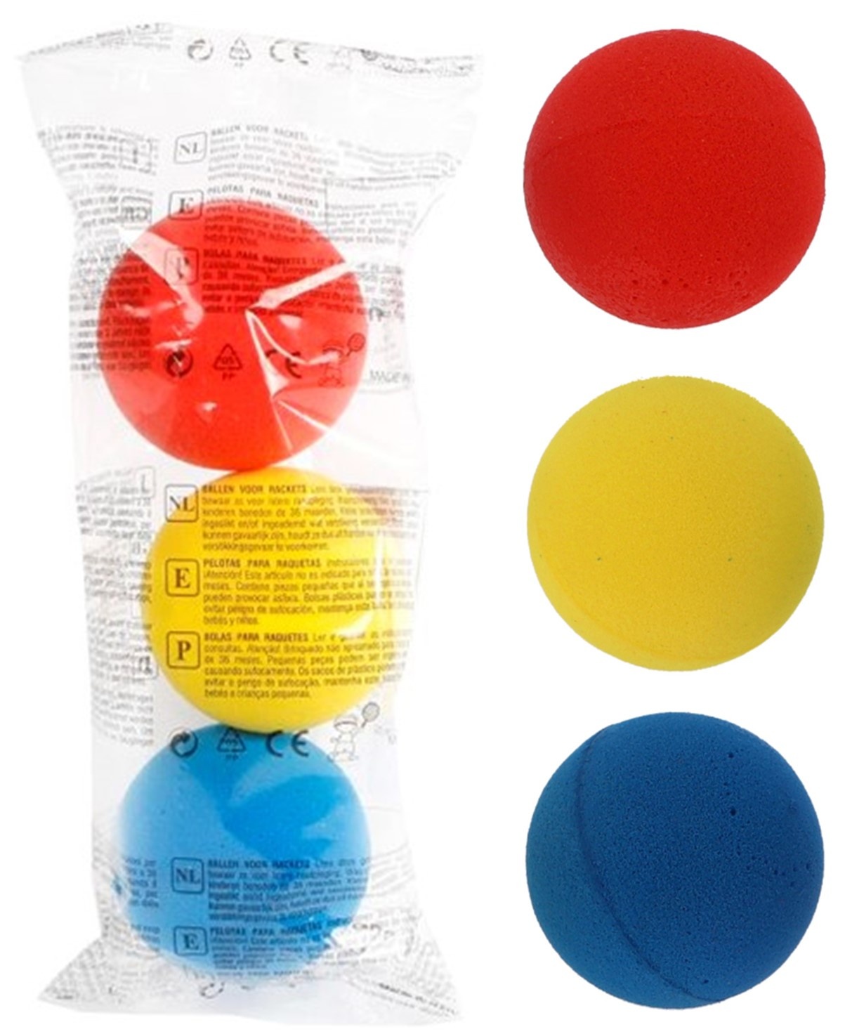 Softbal 7cm 3 stuks assorti kleur
