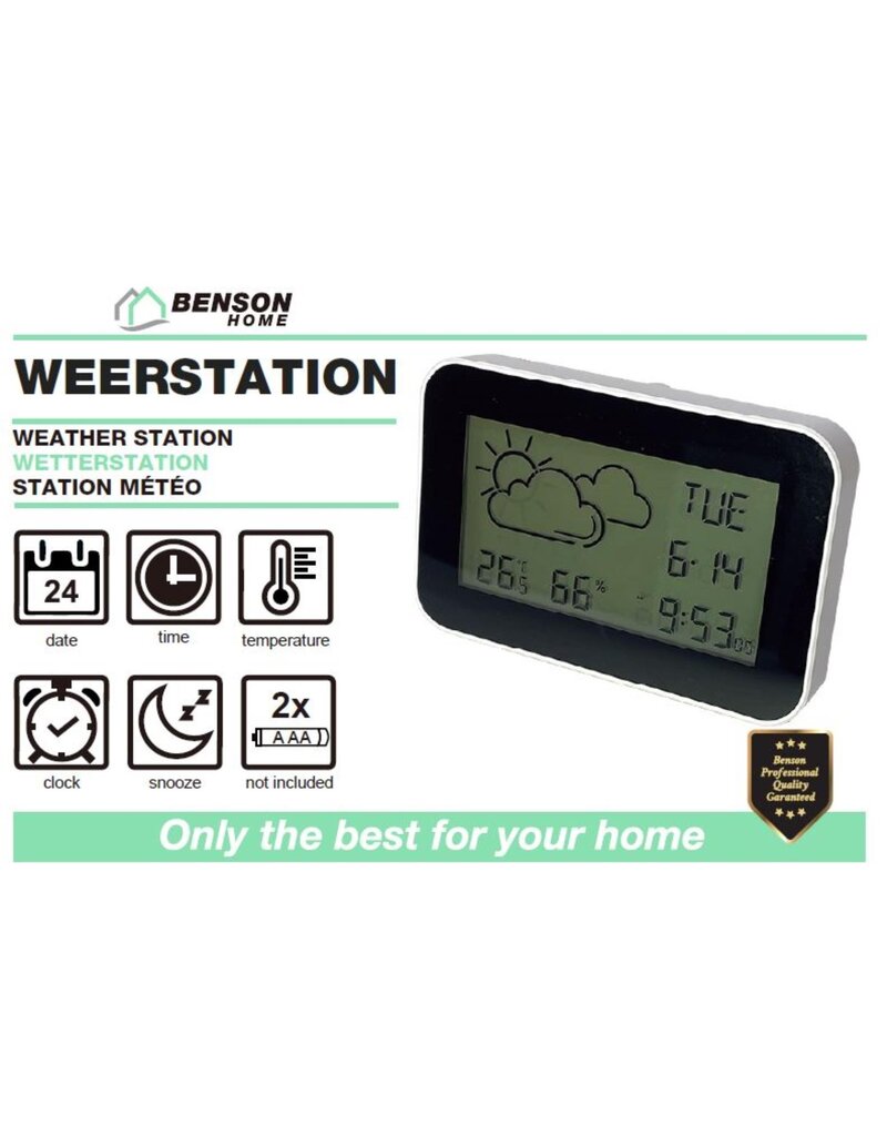 Weerstation Indoor Digitaal 11x7,3cm.