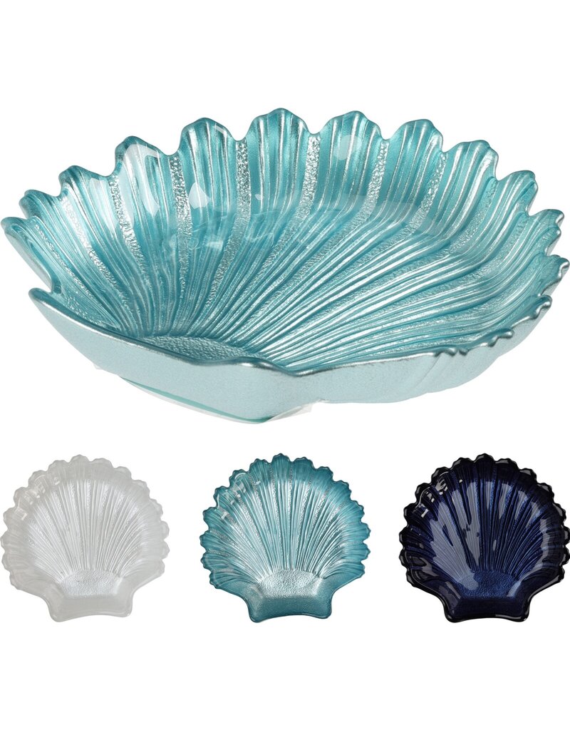 Schaal Schelp Vorm Glas dia 16cm. 3 assorti kleur