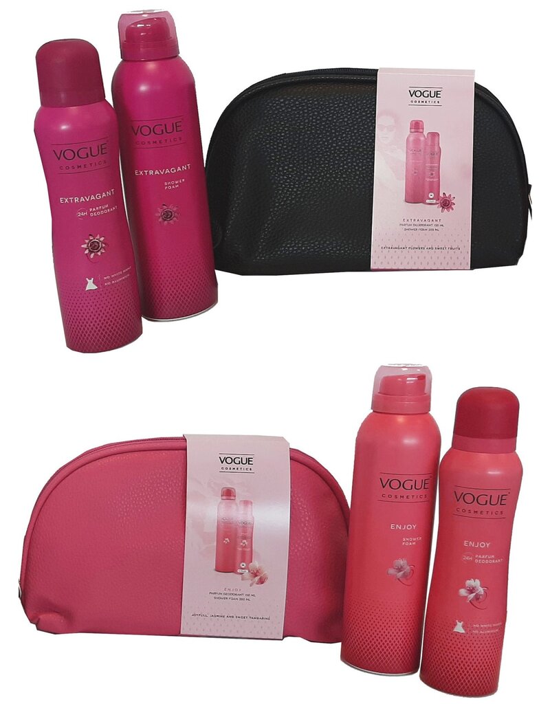 Vogue  Extravagant of Enjoy Giftset; Deo150ml & Douche200ml +Toilettas 2 assorti