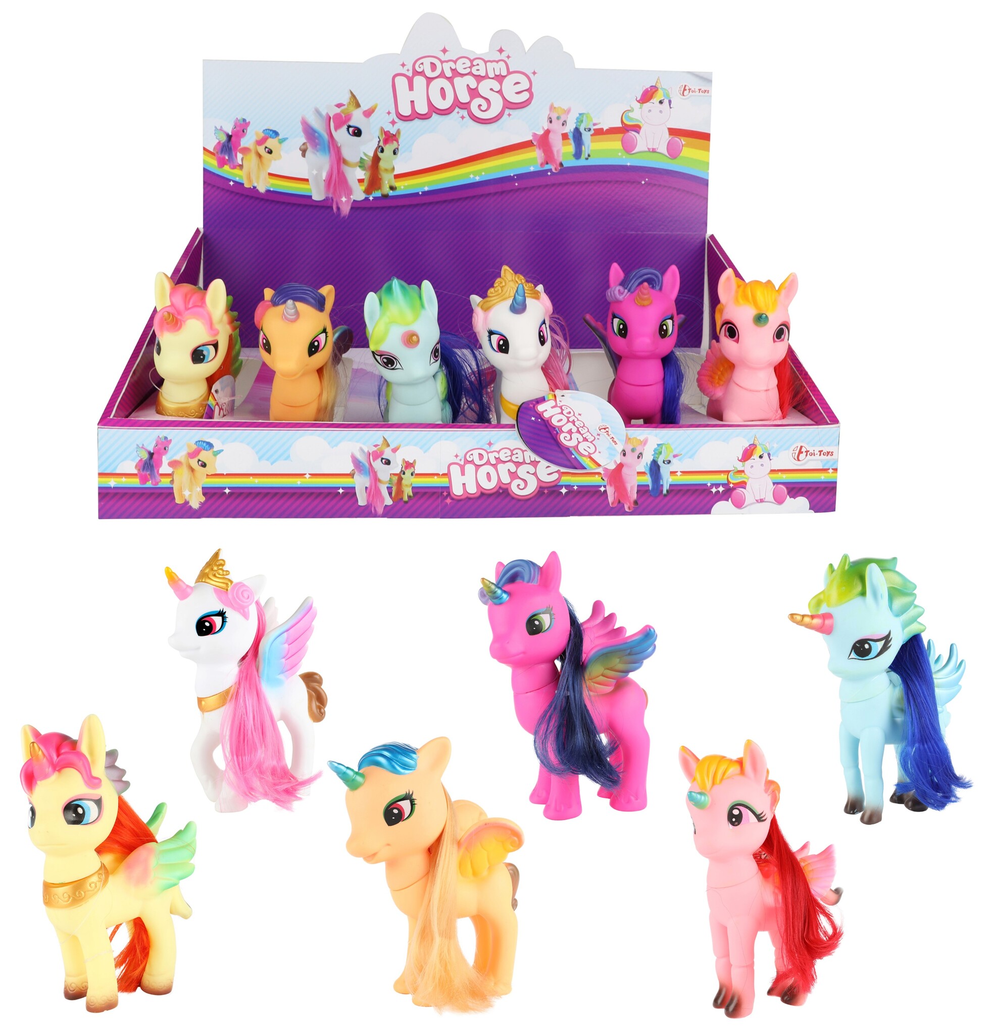 Dream Horse Eenhoorn 13cm met lang haar 6 assorti model
