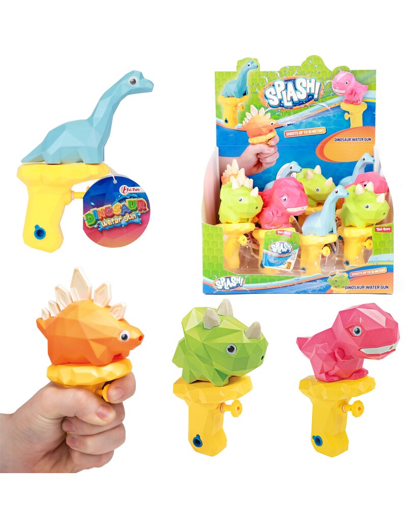 Waterpistool Blocked Dinosaur h=14-15cm. 4 assorti model