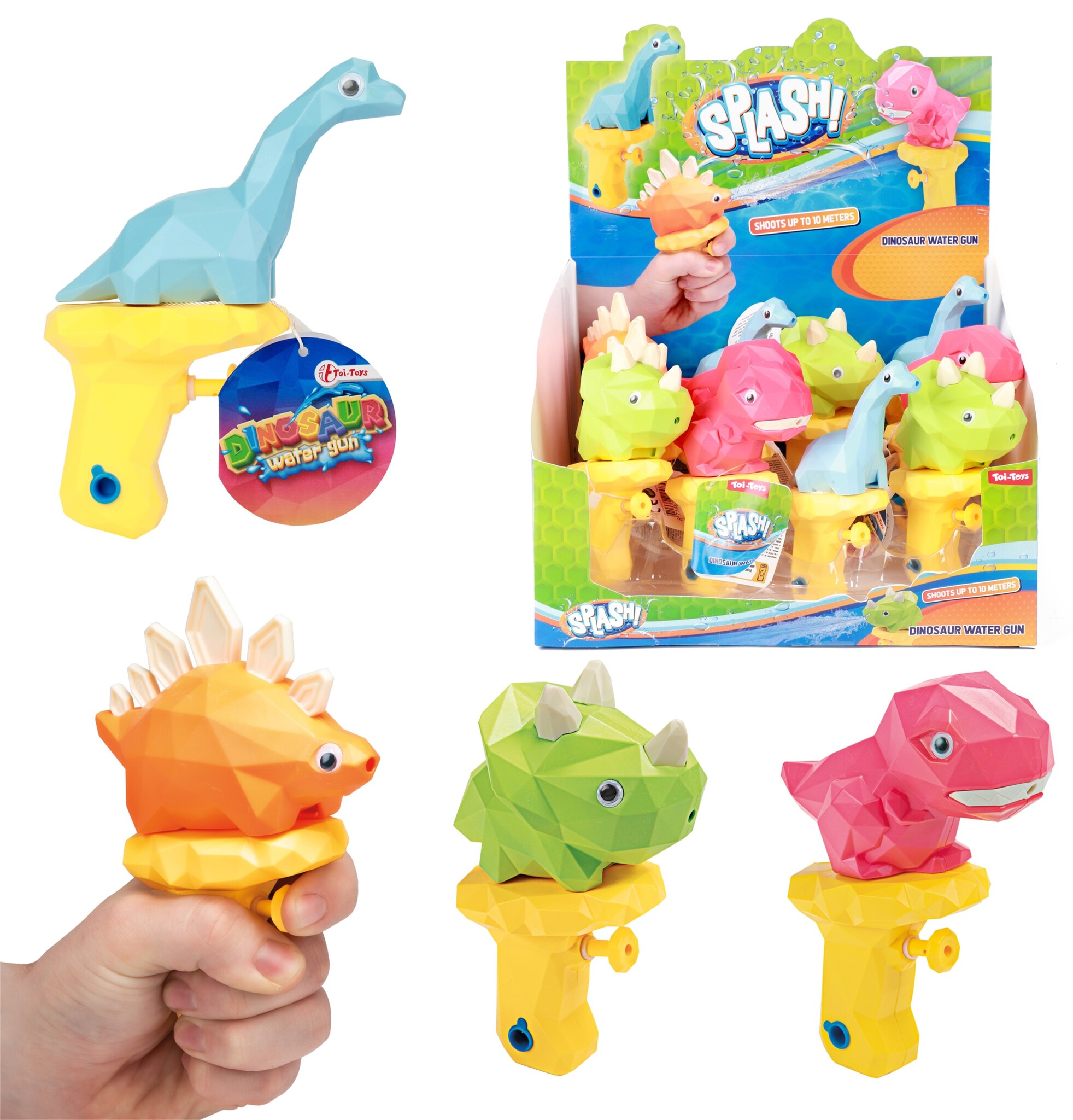Waterpistool Blocked Dinosaur h=14-15cm. 4 assorti model