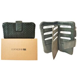 Dames Portemonnee Leer 18,5x9,5cm. Groen in Geschenkbox