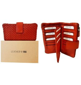 Dames Portemonnee Leer 18,5x9,5cm. Rood in Geschenkbox